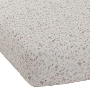 Drap-housse lit bébé 60x120 lilas floral en coton Oeko-Tex - Domiva, disponible chez le Jurassien