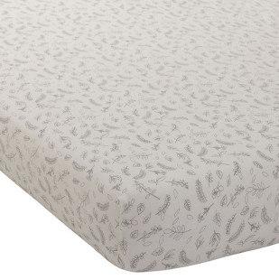 Drap-housse bébé 70x140 leafy bunny, coton Oeko-Tex, élastiqué, Domiva, disponible chez le Jurassien.