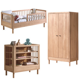 Ensemble meubles enfant chêne Forrest bois foncé rangement esthétique chambre Jurassien, marque Jaxx