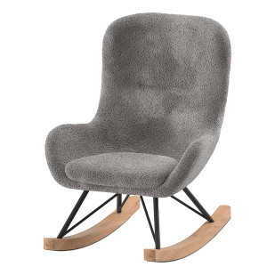 Fauteuil à bascule enfant Jaxx en bouclette anthracite, cosy et moderne - Disponible chez Jurassien.