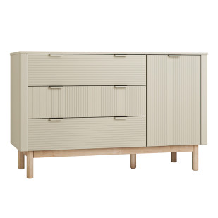 Commode large 1 porte 3 tiroirs champagne Miloo