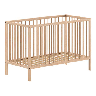 Lit à barreaux bébé 60x120 en hêtre Dino bois naturel par Jaxx, robuste et simple, disponible chez le Jurassien