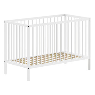 Lit bébé simple 60x120 blanc Dino Jaxx - Design moderne épuré, idéal pour chambre paisible, disponible chez le Jurassien.