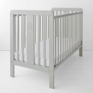 Lit Bébé En Bois Gris 60x120 Star - Lit Nouveau-né - Woodies