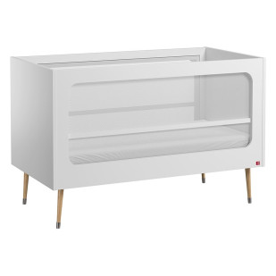 Lit bébé évolutif sans barreau Bosque Vox 70x140 blanc, matériau MDF et bois massif, style rétro, dispo chez Jurassien