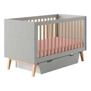 Lit bébé évolutif Swing de Pinio gris et bois 70x140