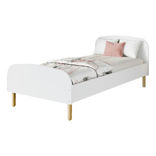 Lit enfant blanc 90x180 Emma de Kocot Kids, style scandinave, bois massif et MDF, disponible chez Jurassien.