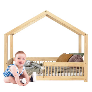 Lit cabane au sol Adeko modèle RMW en pin : un espace de sommeil sécurisé et confortable pour les enfants