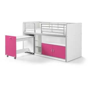 Lit combiné avec bureau fuchsia