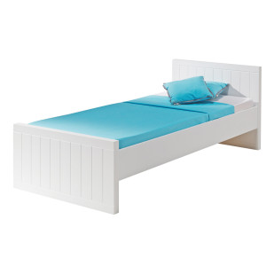 Lit enfant 90x200 Baba blanc, moderne et robuste en MDF, idéal pour chambre fille ou garçon - Exclusivité Jurassien - Marque Vipack`