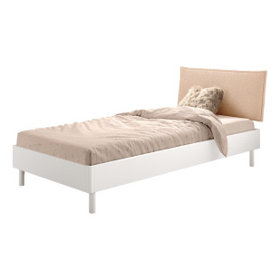 Lit enfant blanc Forrest en hêtre, tête de lit amovible, pour matelas 90x200 cm. Disponible chez Jurassien, marque Vipack.