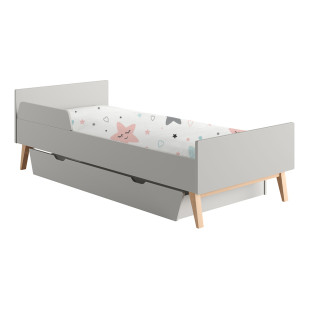 Lit enfant pour matelas 90x200 bois et gris Swing