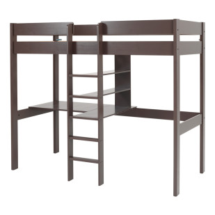 Lit enfant mezzanine pas cher coloris taupe Milo