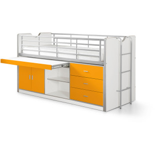 Lit enfant mi-hauteur combiné avec bureau Orange