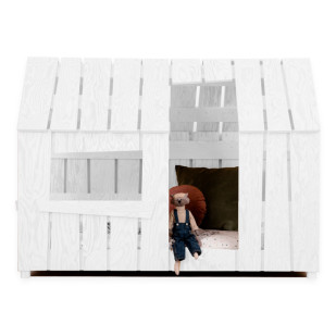 Lit en forme de cabane pour enfant blanc - Lit Cabane Adeko