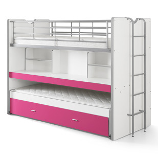 Lit superposé avec bureau pour fille fuchsia