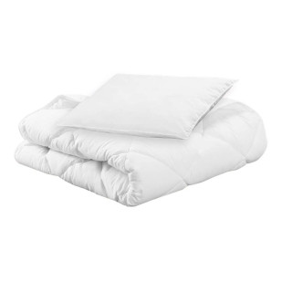 Pack couette et oreiller bébé en coton bio Blanc 100x140 cm - Mon P'tit Dodo - Literie naturelle Jurassien