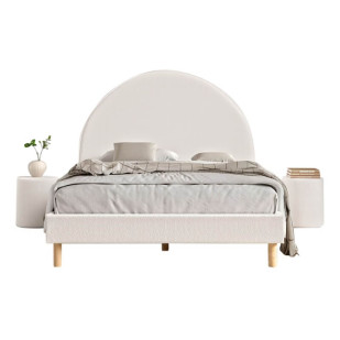 Pack lit enfant 140x200 avec set de poufs blanc en tissu bouclé - Collection Moon de Vipack