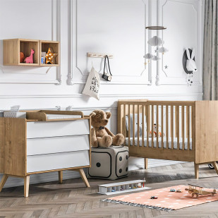 Petite chambre bébé évolutive Vox Vintage bois et blanc 