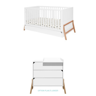 Petite chambre bébé style scandinave Ström blanche en bois massif - Marque Bellamy - Disponible chez Jurassien