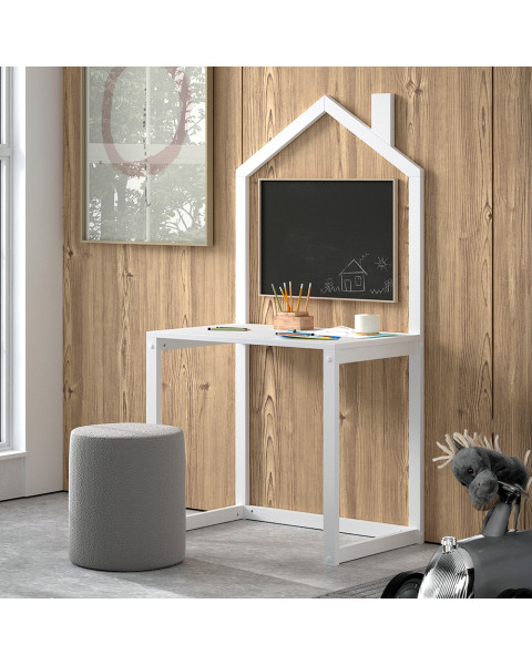 Bureau cabane enfant blanc Dallas en bois massif, design ludique et élégant, par Jaxx, disponible chez Jurassien.