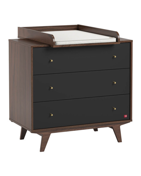 Commode chambre bébé avec plan à langer noir | Mid Vox l 4021932