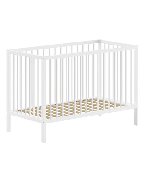 Lit bébé simple 60x120 blanc Dino Jaxx - Design moderne épuré, idéal pour chambre paisible, disponible chez le Jurassien.