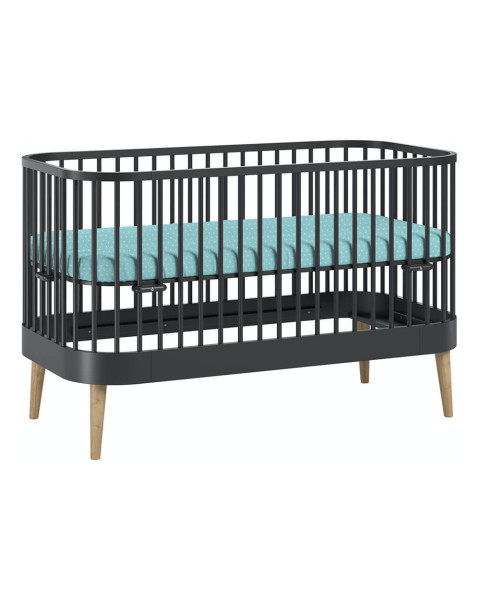 Lit bébé Paris évolutif 70x140 en bois noir, style moderne | Marque : Vox meuble bébé - Jurassien