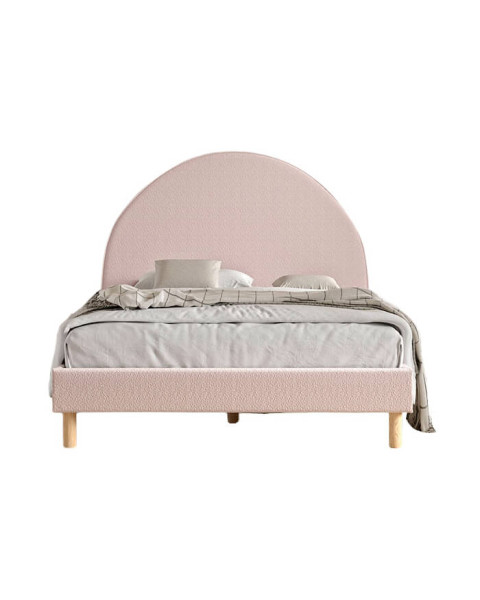 Lit enfant double en tissu bouclé rose - Collection Moon par Vipack