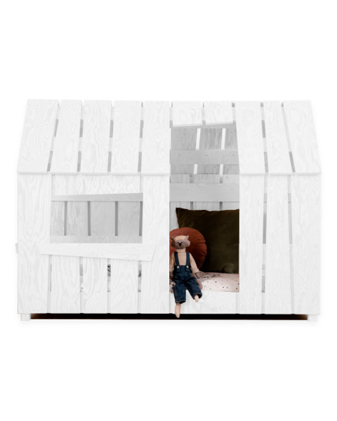 Lit en forme de cabane pour enfant blanc - Lit Cabane Adeko