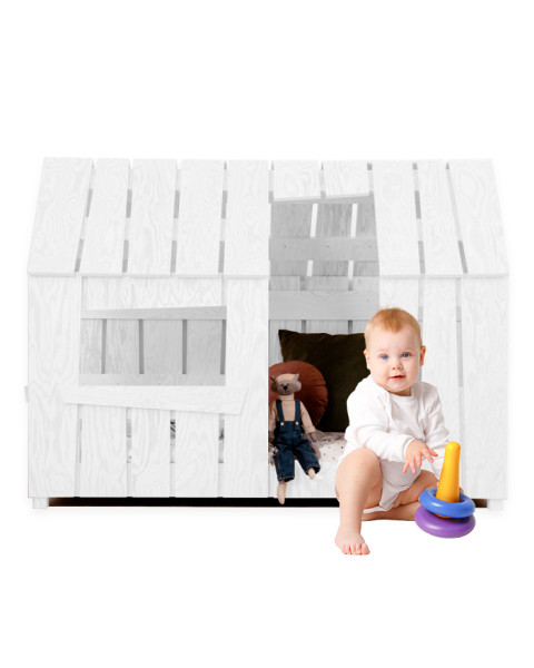 Lit Montessori en Forme de Cabane Blanc en Promo – Adeko