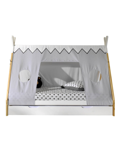 Lit Tipi Avec Toile & Tiroir Gigogne Blanc - TICO200204 - Vipack