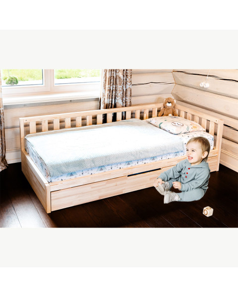 Petit lit gigogne pour matelas bébé 70x140 Classico en bois de pin