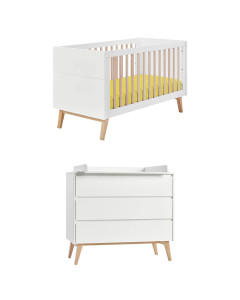 Pack lit bébé 70x140 + commode à langer Swing blanc