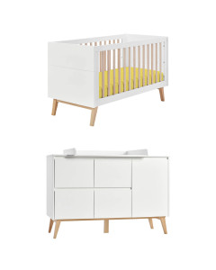 Pack lit bébé 70x140 + large commode à langer Swing blanc