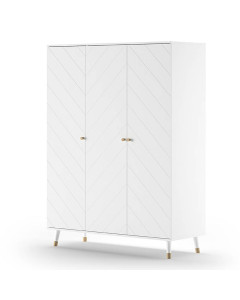 Grande Armoire Billy 3 Portes : Rangement optimal et design élégant (Blanche et Dorée)