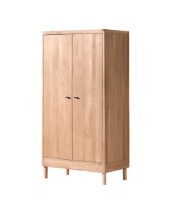 Armoire enfant en chêne massif Forrest, couleur bois foncé, style classique, portes battantes, esapce penderie, marque Jaxx, disponible chez le Jurassien.