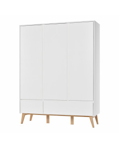 Grande armoire de rangement enfant Swing bois et blanche Pinio