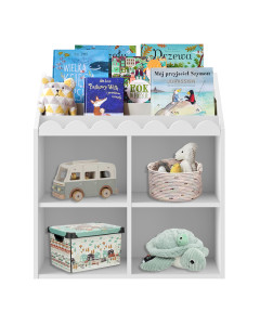 Bibliothèque pour rangement livres snow Nook, coloris blanc, élégante et fonctionnelle, pour bébés et enfants, par Bellamy, fabriquée en Europe avec matériaux MDF.