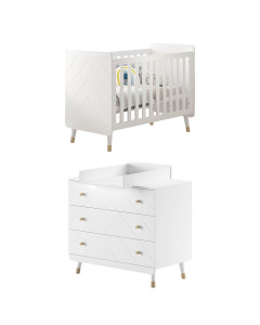 Pack Chambre Bébé DUO Billy : Univers enchanté blanc et doré par Jaxx et Vipack