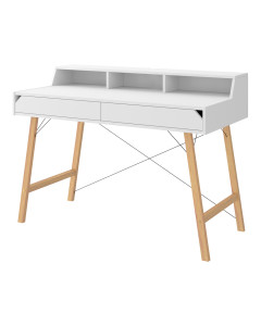 Bureau blanc pour chambre d'enfant Lotta de Bellamy, moderne et élégant, fabriqué en bois massif et MDF, avec 2 tiroirs spacieux.