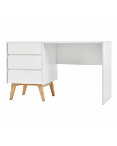 Bureau avec caisson de rangement Swing bois et blanc Pinio