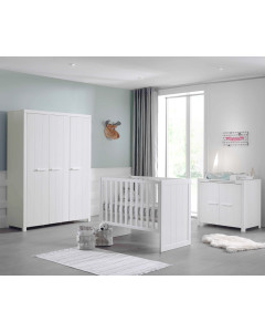 Chambre bébé mixte Blos en blanc par Vipack, classique chic, en pin massif - Disponible chez Le Jurassien