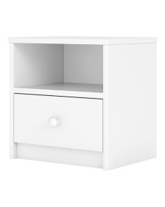 Table de chevet chambre enfant Babydreams blanc de Kocot Kids, parfaite pour une chambre enfant classique, fabriquée en Pologne, avec tiroir spacieux et niche ouverte.