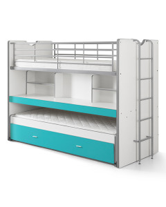 Combiné lit superposé avec bureau turquoise