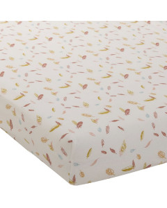 Drap-housse lit bébé imprimé 60x120 happy beige coton Oeko-Tex Domiva disponible chez Jurassien