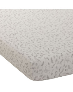 Drap-housse lit bébé 60x120 leafy bunny coton jersey Oeko-tex, marque Domiva, disponible chez le Jurassien