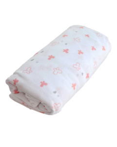 Drap-housse lit bébé 70x140 imprimé lapinou en coton Oeko-Tex de Domiva, disponible chez Jurassien