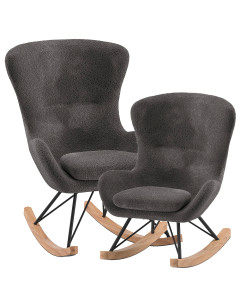 Duo fauteuil à bascule bouclé enfant-parent anthracite Rocky de Jaxx, chic et confortable chez Jurassien.