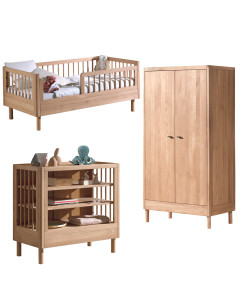 Ensemble meubles enfant chêne Forrest bois foncé rangement esthétique chambre Jurassien, marque Jaxx